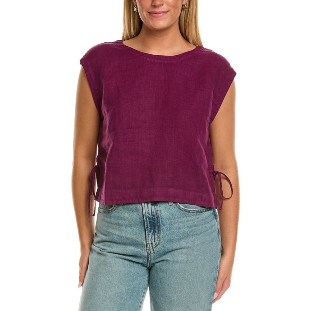 Velvet By Graham & Spencer Womens  Tavia Sleeveless Woven Linen Top, Purple